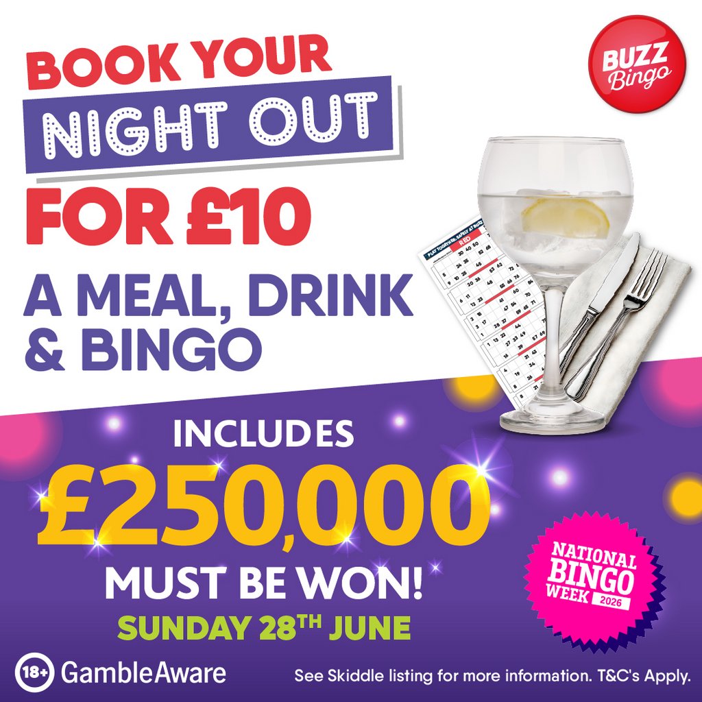 £10 Bingo Night Out 28/06 - Buzz Bingo Plymouth Charles Cross