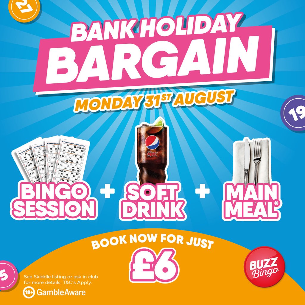Bank Holiday Bargain - Buzz Bingo Plymouth 31/08